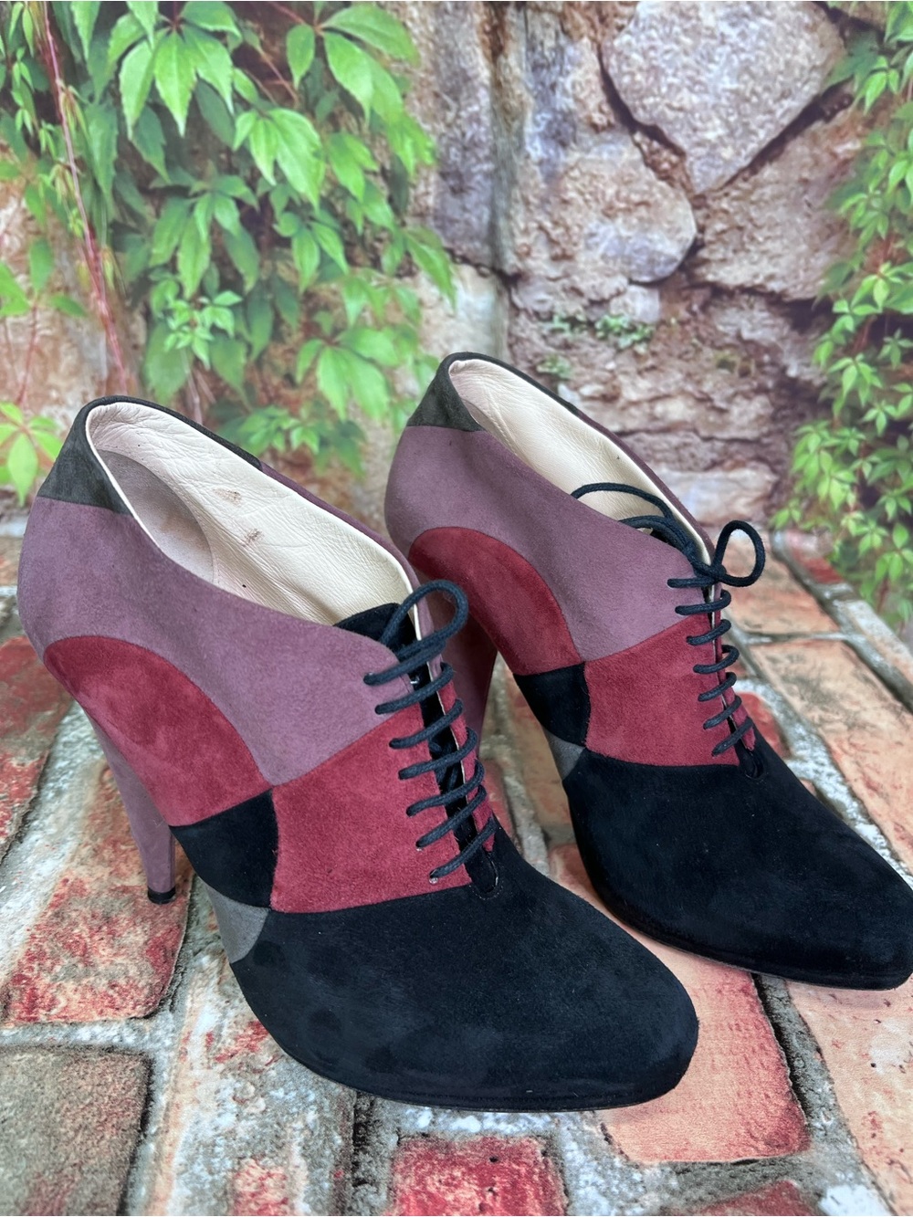 PRADA Italian Made Suede Lace-Up Color Block Luxury Platform Oxfords, 37.5 - Picture 8 of 16